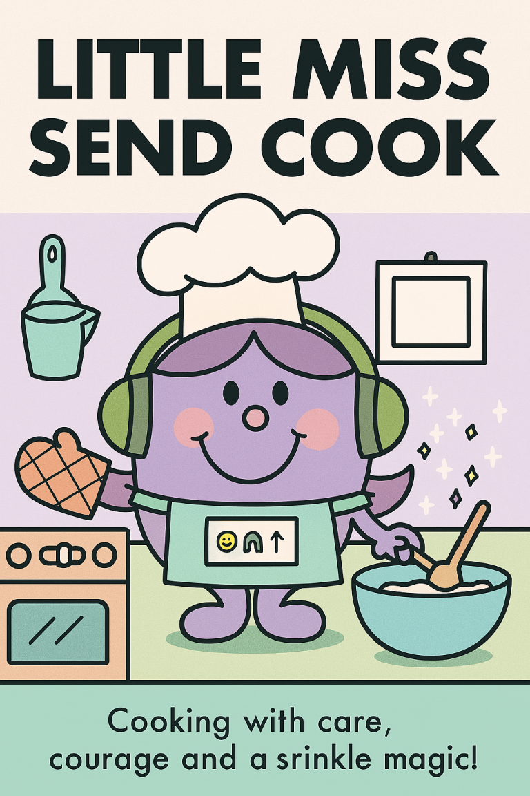 Little miss cooking. purple with cooks hat